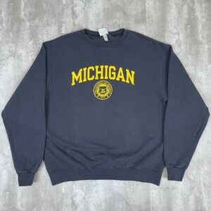 Vintage Champion Michigan Sweatshirt Mens Large Blue Wolverines NCAA Football